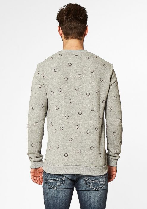 Gus Lichtgrijze Sweater met All-Over Logo Print