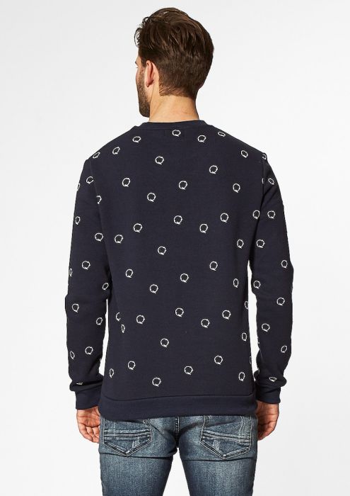 Gus Donkerblauwe Sweater met All-Over Logo Print