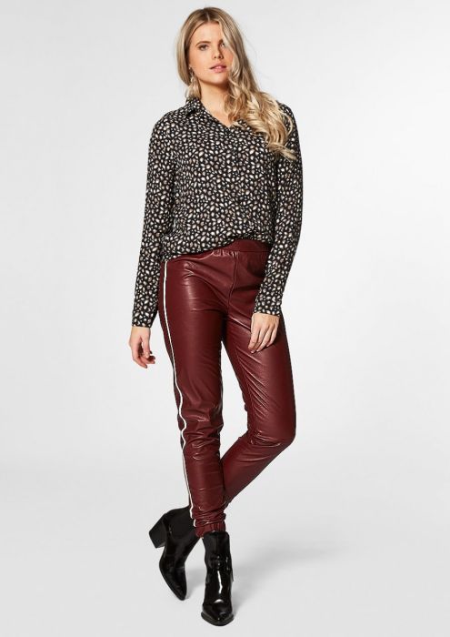 Lenny Faux Leather Broek Bordeaux Rood