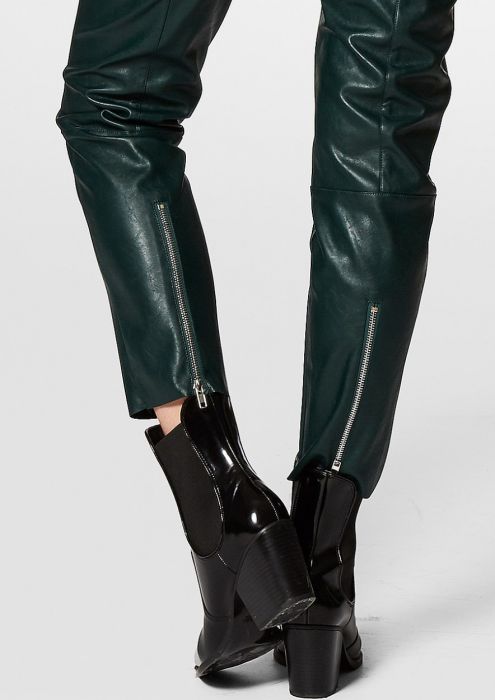 LARA Leather Pants Emerald Green