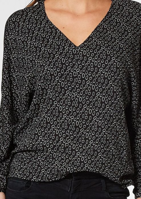 Anna blouse zwart met all-over print