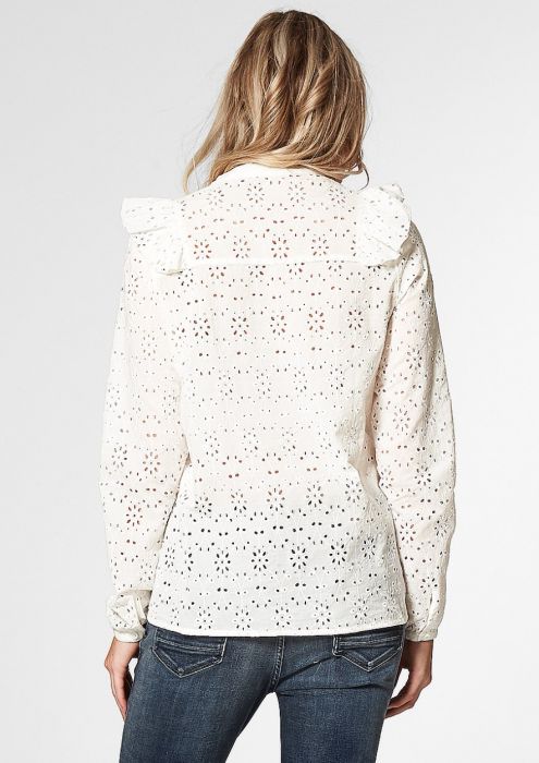 Hazel Witte Blouse met Broderie Anglaise
