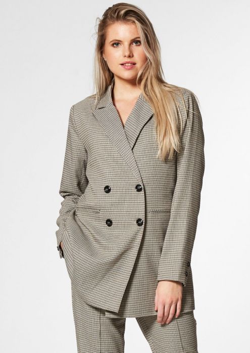 Indra Zwart/Bruin Geruite Blazer