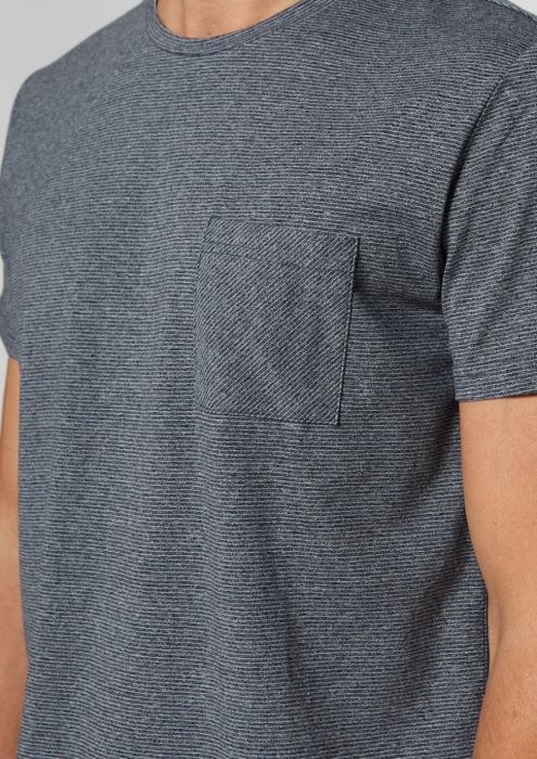 Luke T-Shirt met Fijn Streeppatroon Donkerblauw