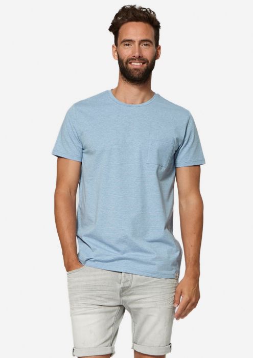 Luke T-Shirt met Fijn Streeppatroon Lichtblauw