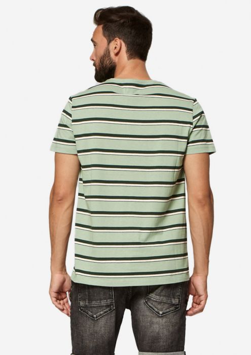 Mateo Groen T-Shirt met Gekleurd Streeppatroon