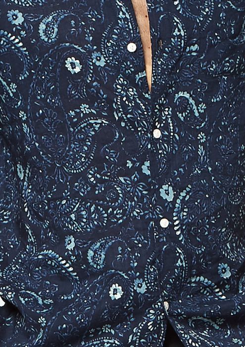 Max Blauw Hemd met Vintage Floral Design