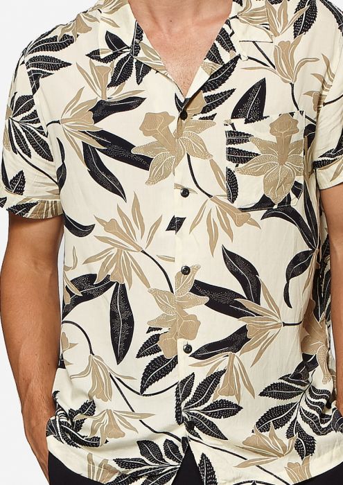 Codi Crèmekleurig Hemd met Bruin-Zwarte Floral Print