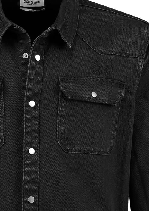 Torn Vintage Denim Hemd Zwart