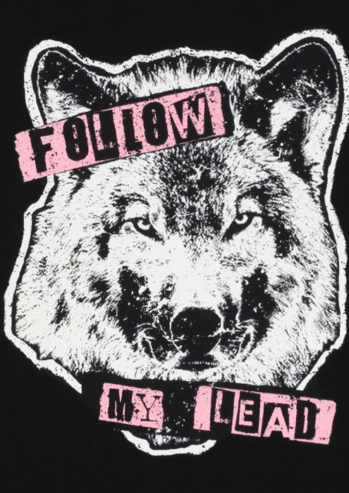 Suri T-Shirt met Wolf Print Zwart