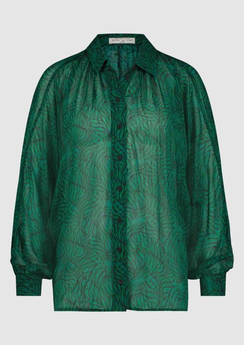 Suzy Blouse Emerald Leaves