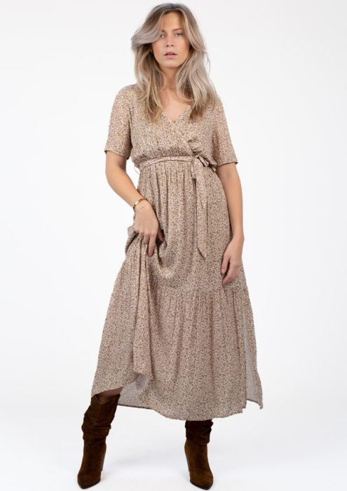 Paine Gillic Plicht levering aan huis Gloria bruine maxi jurk met bloemenprint voor dames | Circle Of Trust  official webshop