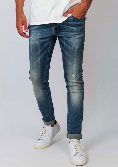 botsen Sta op salaris Jagger blauwe slim-fit jeans met damage details voor heren | Circle Of  Trust official webshop