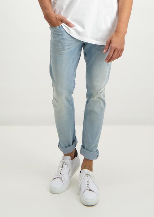 Jagger light blue t jeans with damage details for men Circle Of