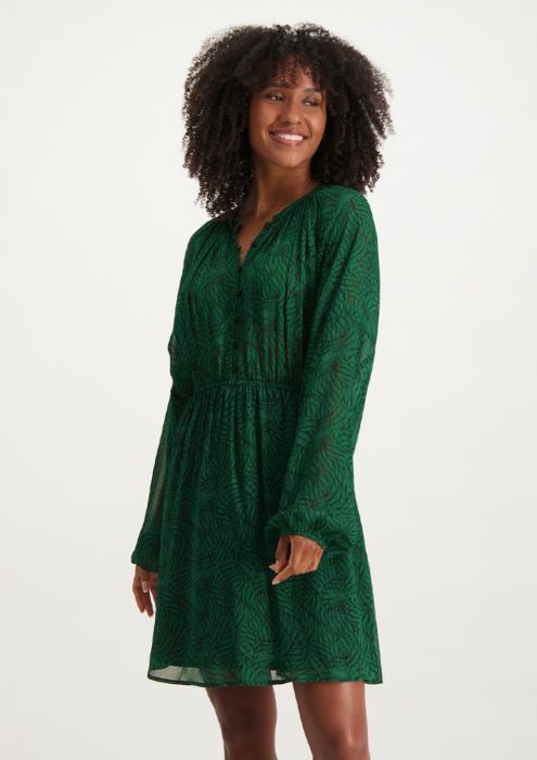 Holly Dress Emerald Leaves