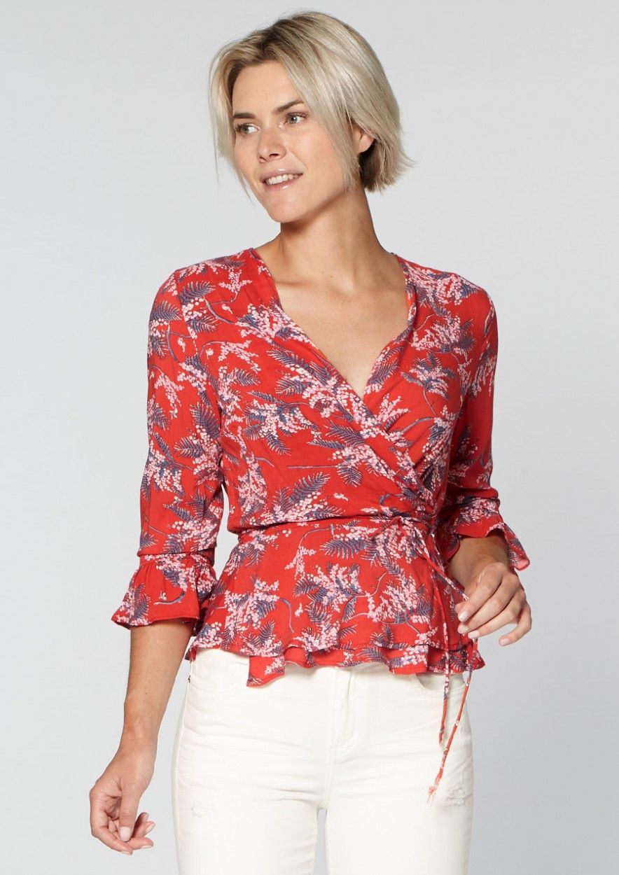 Wrap blouse dames shop