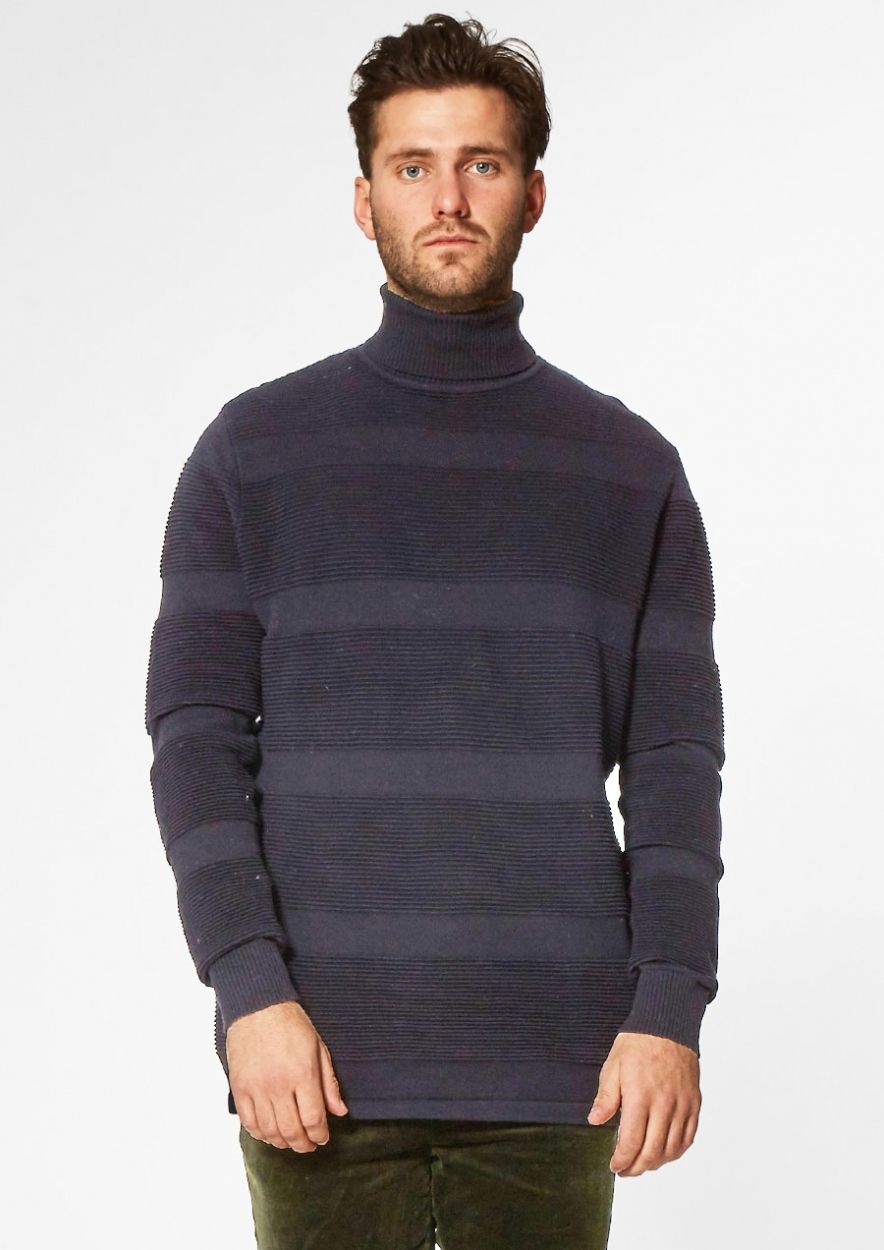 Bjarn donkerblauwe coltrui met streeppatroon voor heren Circle Of Trust official webshop