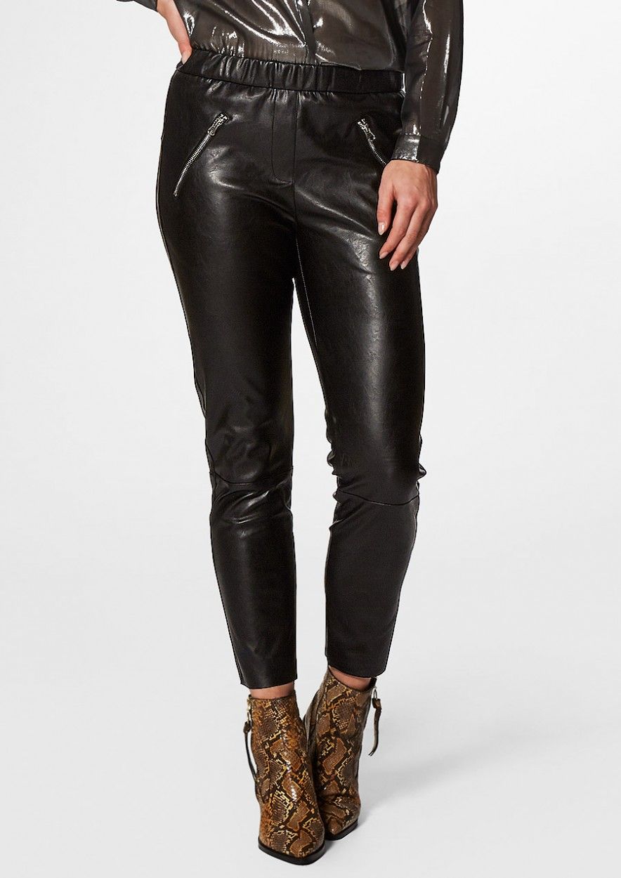 Zwarte imitatie leren broek dames hotsell