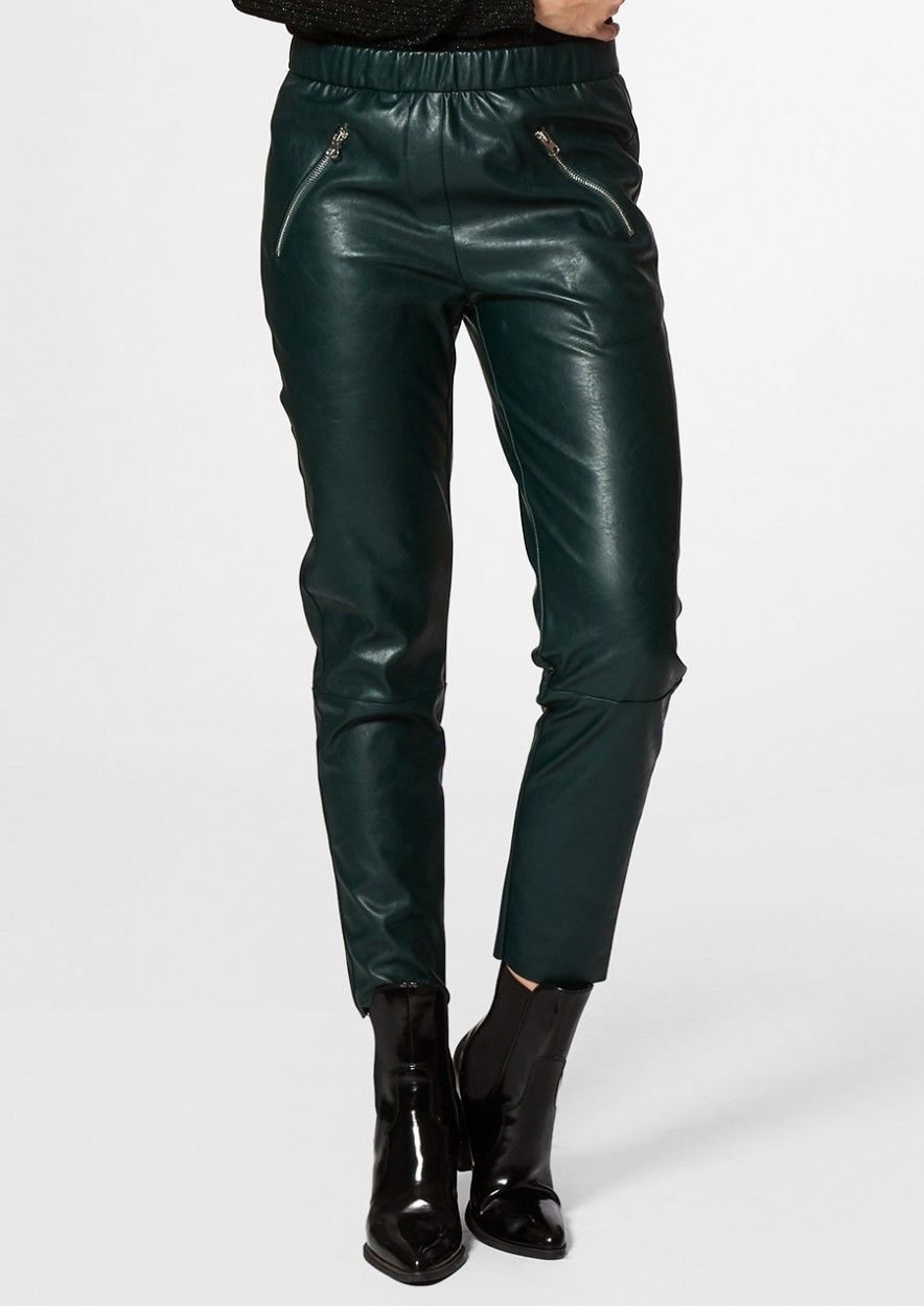 LARA Imitatieleren Broek Groen