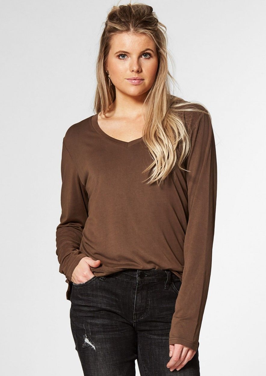 Scarp Gasvormig Trottoir Monica bruin dames shirt met lange mouwen | Circle Of Trust official webshop