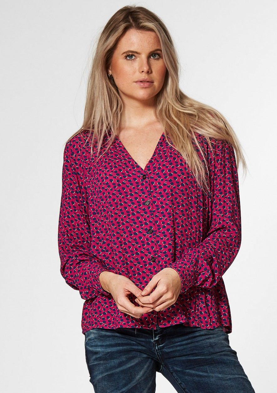 US dollar Arbeid Ramkoers Inez fuchsia roze dames blouse met luipaard motief | Circle Of Trust  official webshop