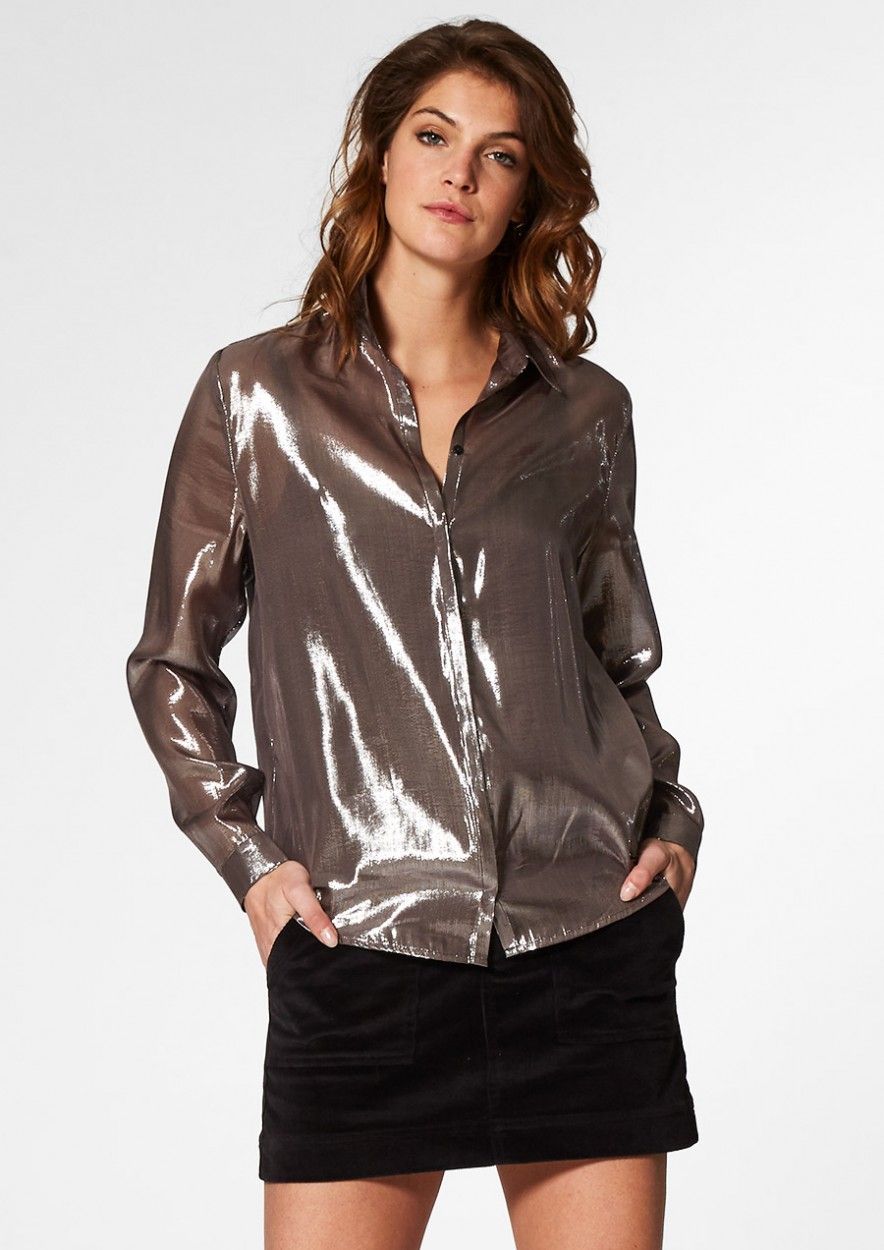 apotheek Eentonig omverwerping Nora metallic zilverkleurige blouse voor dames | Circle Of Trust official  webshop
