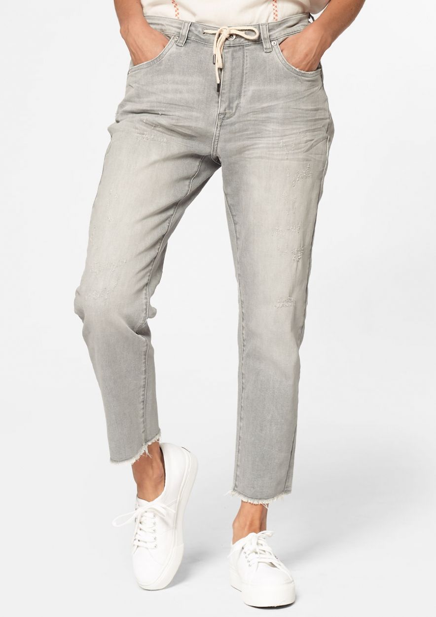 Amber baggy tapered jeans met subtiele beschadigingen voor dames Circle Of Trust webshop