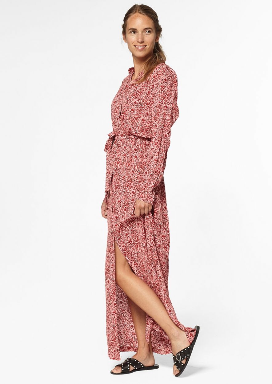 Lianne Rode Maxi Jurk met All-Over Floral Print