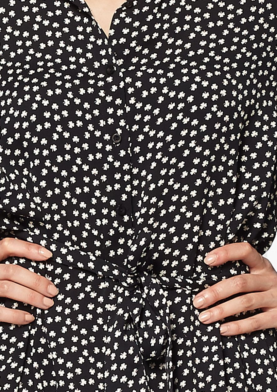 Lianne black maxi dress with all over clover print for women