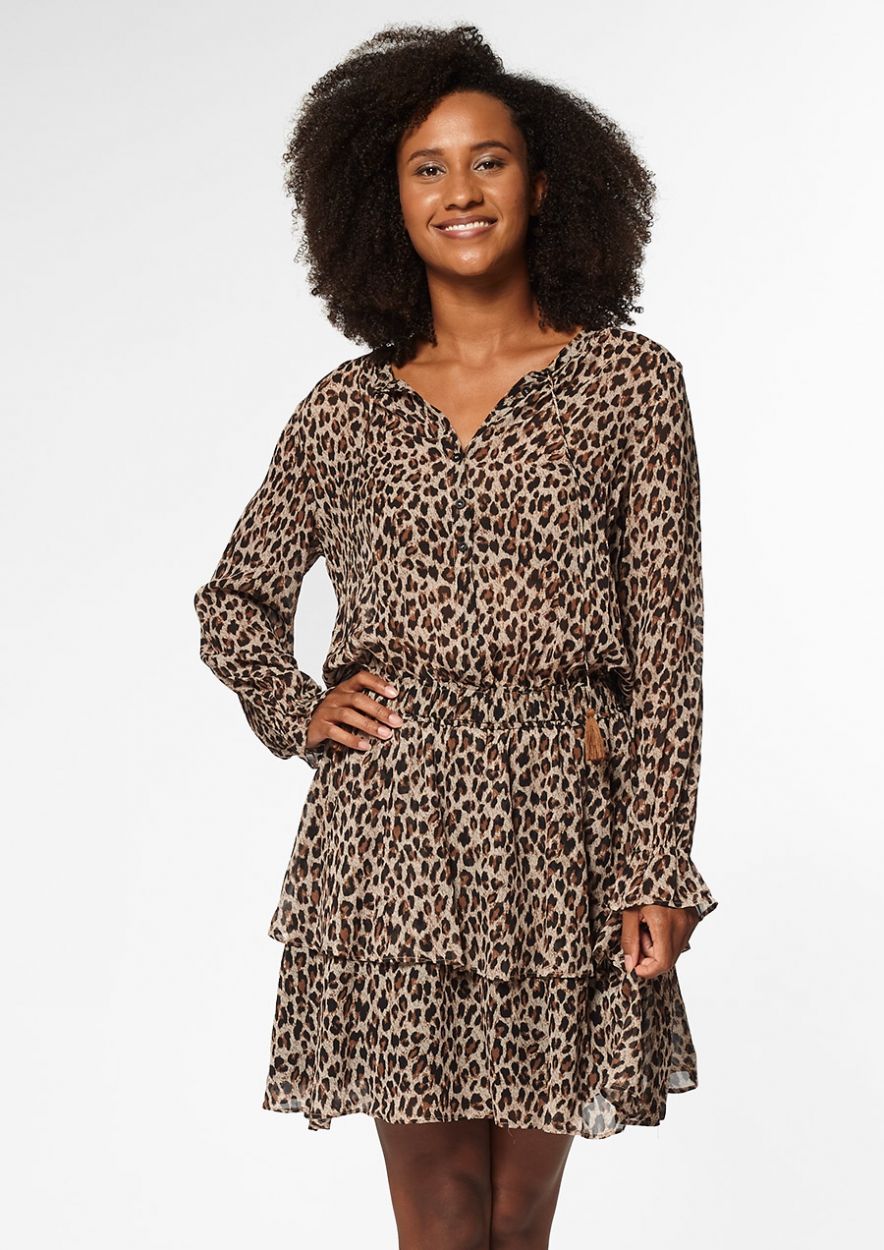 Gaby Longsleeve Jurk met Luipaardprint