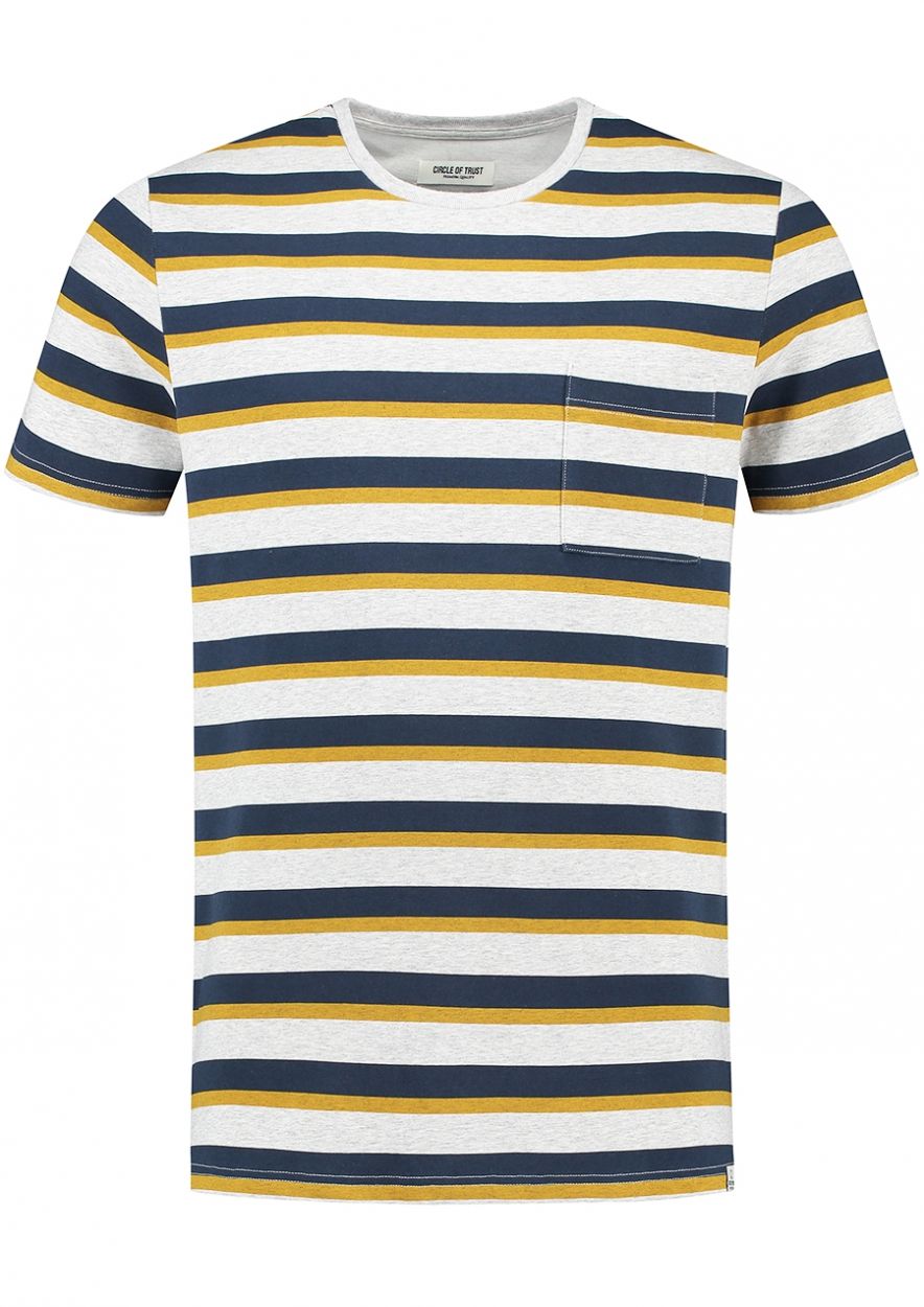 Arne T-Shirt met Blauw-Geel Streeppatroon