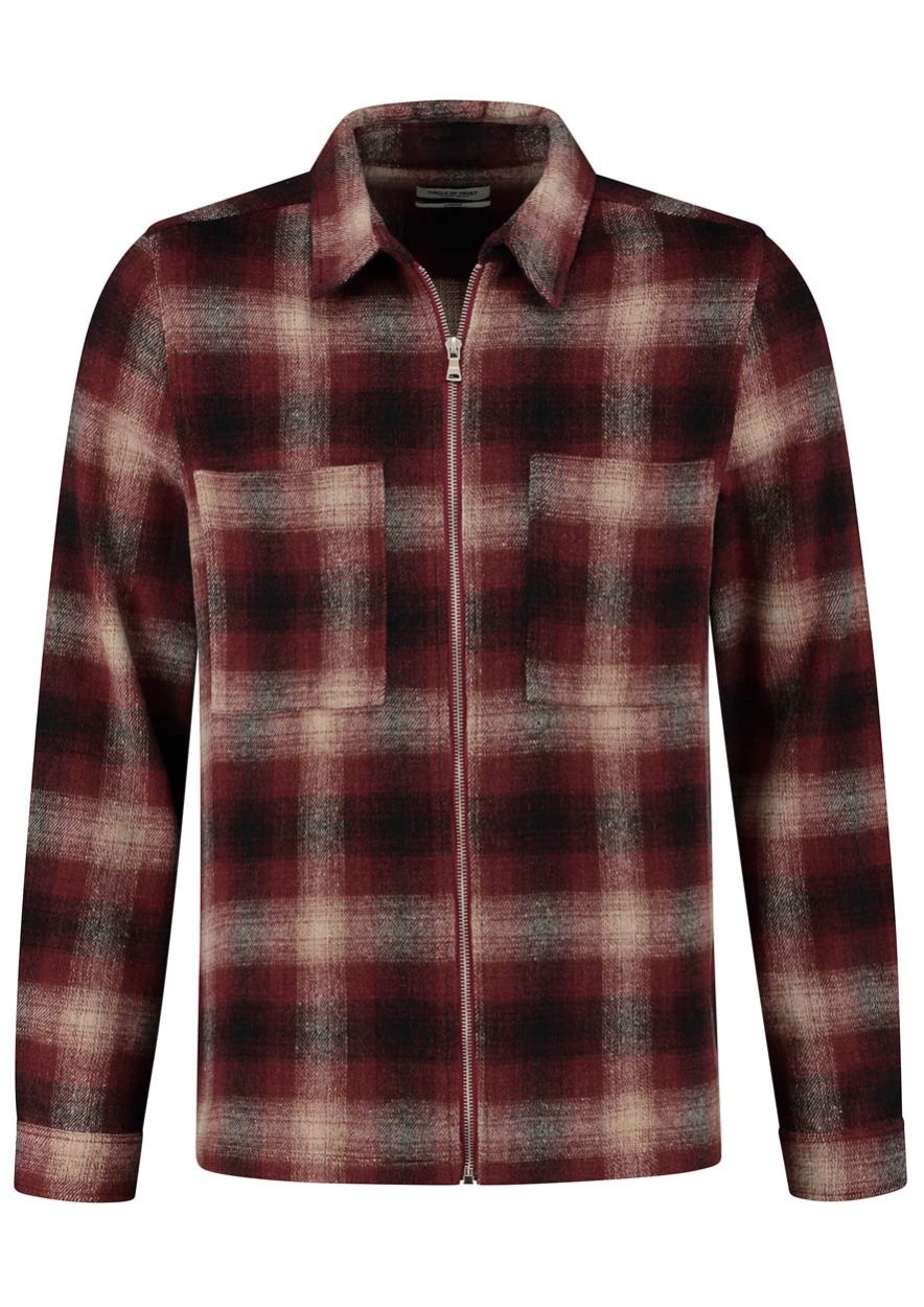 Jonah Zip Shirt Malbec Check