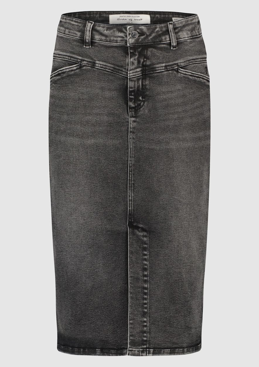 Alex vintage grey denim skirt with midi length for women Circle