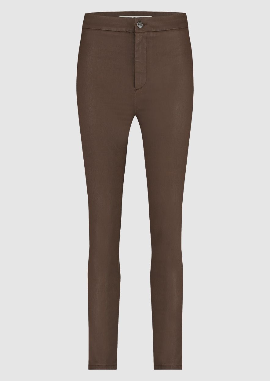 Jill brown skinny pants with a smooth coating for women