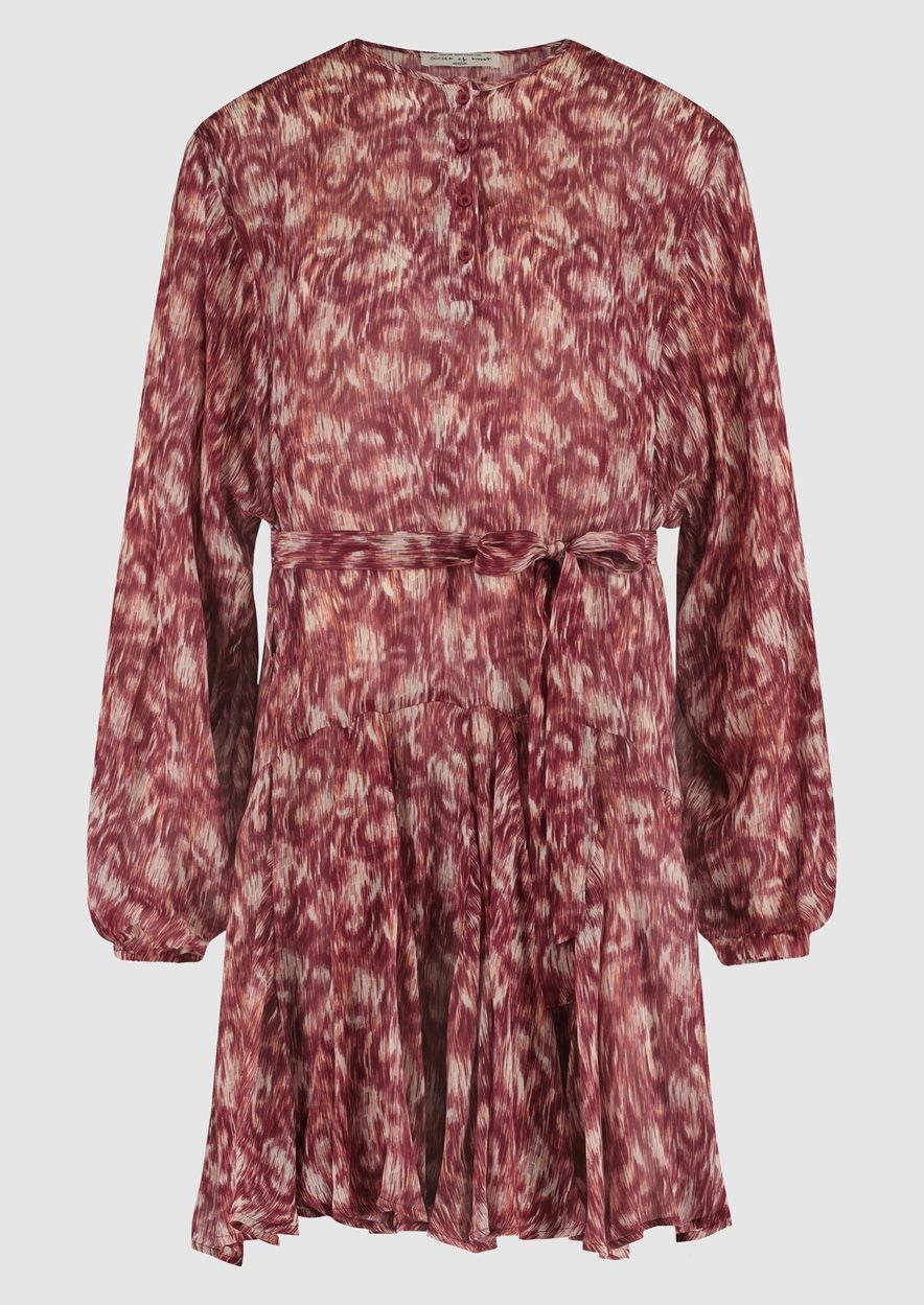 Juna chiffon dress with red white all over print for women Circle Of Trust official webshop