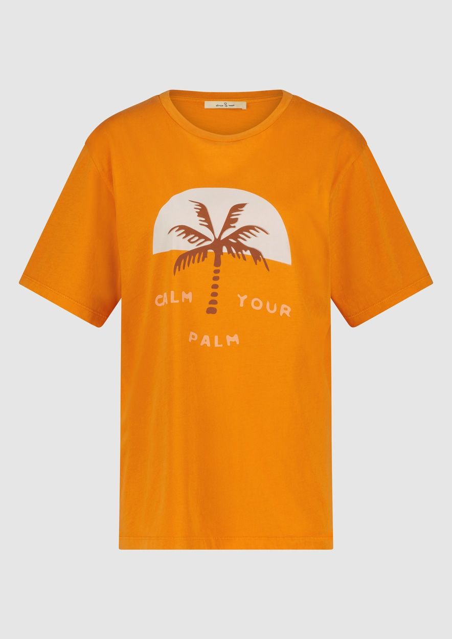preambule langs beoefenaar Coco oranje katoenen t-shirt met palmboom print voor dames | Circle Of  Trust official webshop