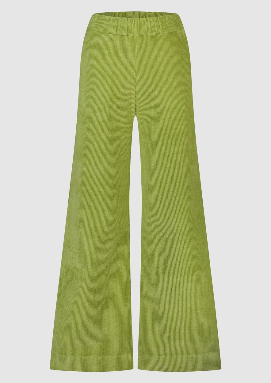 Lois Rib Bamboo Green - Wide leg