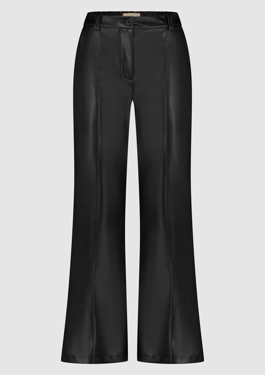 Scarlett black wide leg pants made of faux leather for women