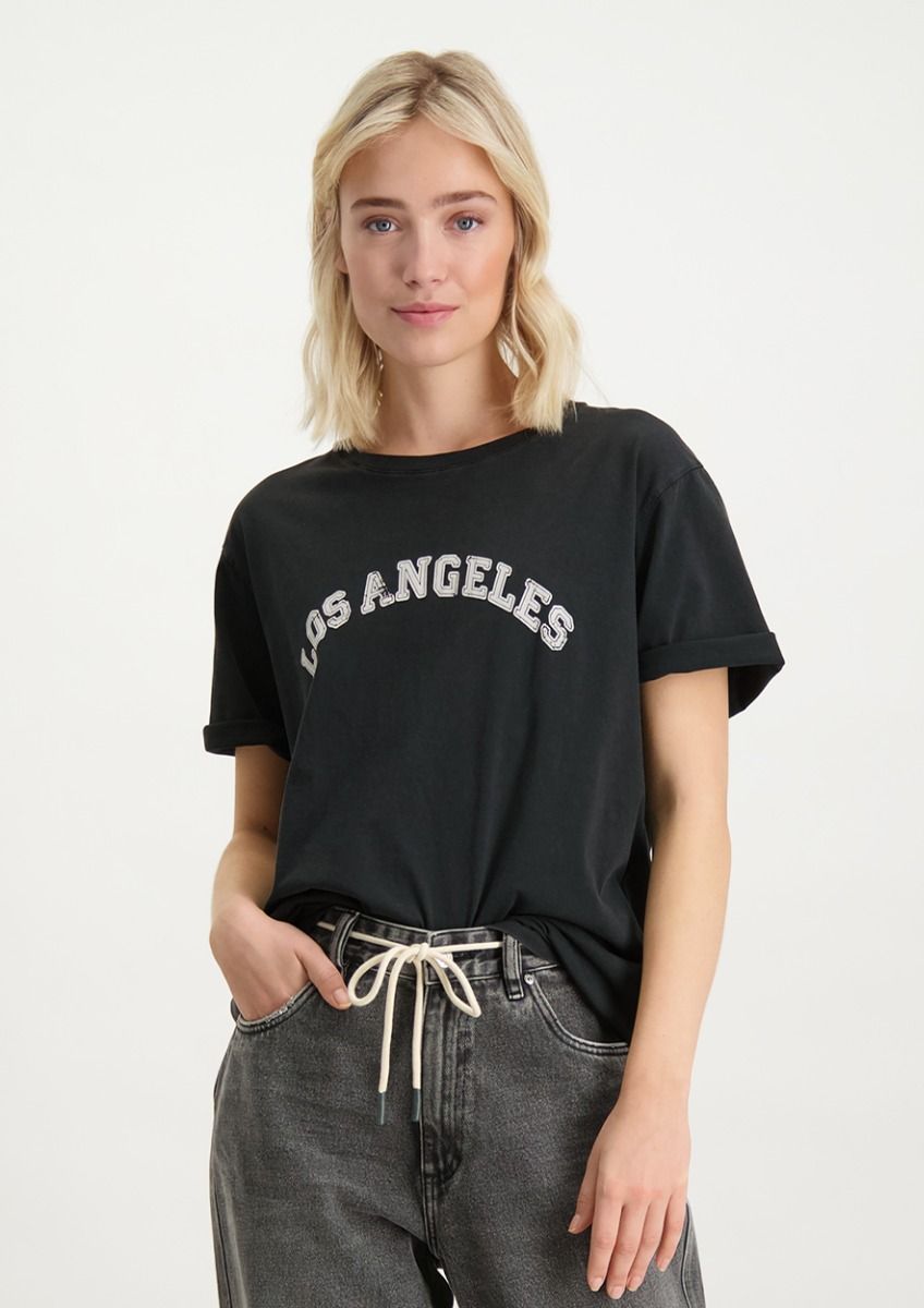Zwart katoenen sales shirt dames