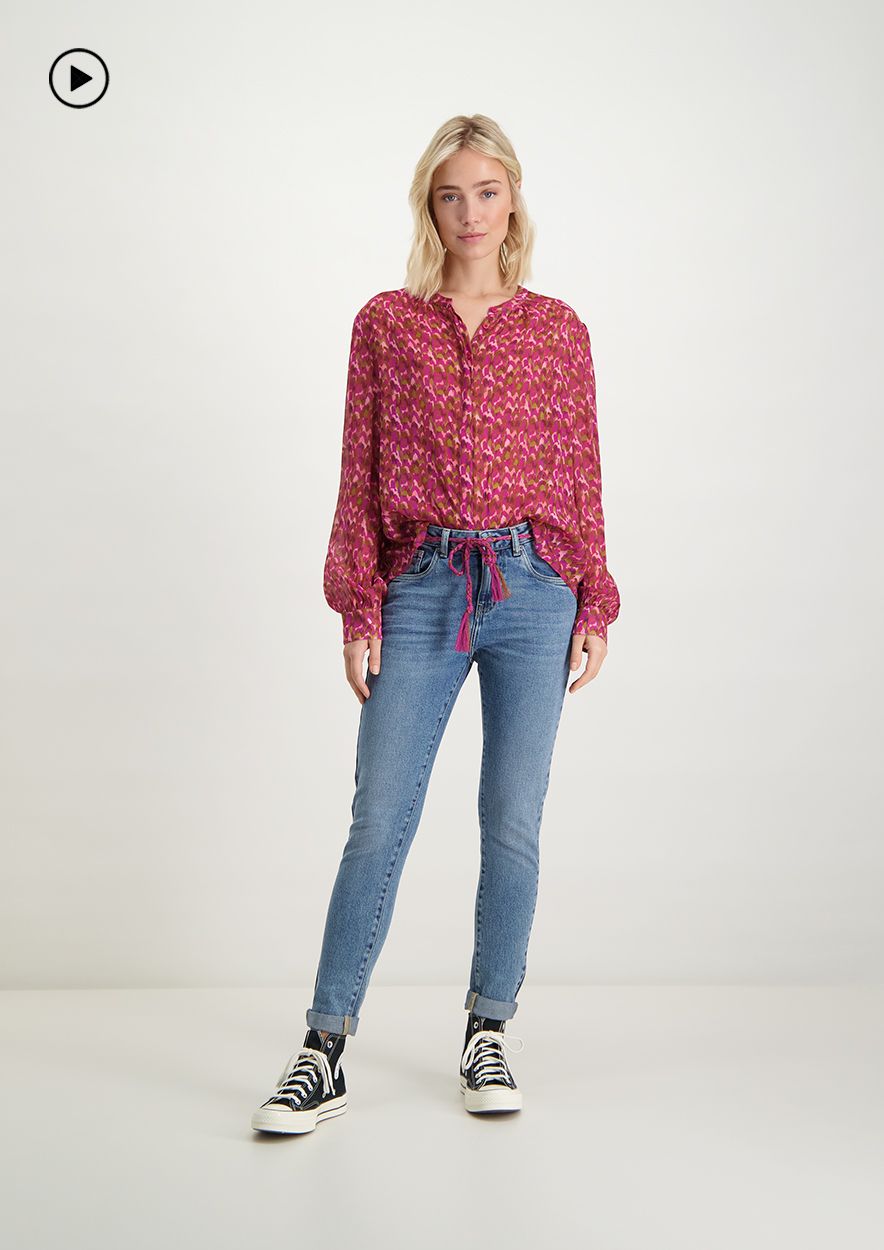 Eerlijkheid Australië medeleerling French chiffon blouse met magenta all-over print voor dames | Circle Of  Trust official webshop