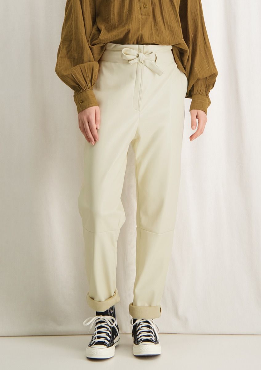 Cream colored shop leather pants