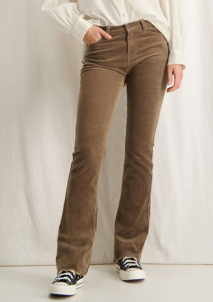 Lizzy brown corduroy flare pants for women