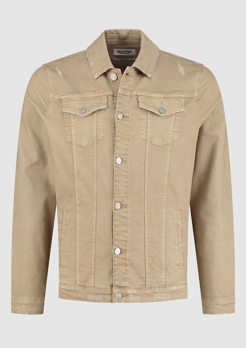 Khaki colored online denim jacket