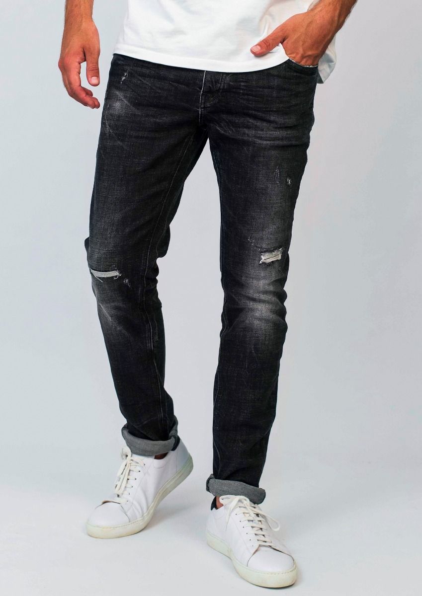 hoofdstuk fax religie Jagger zwarte slim-fit jeans met damage details voor heren | Circle Of  Trust official webshop