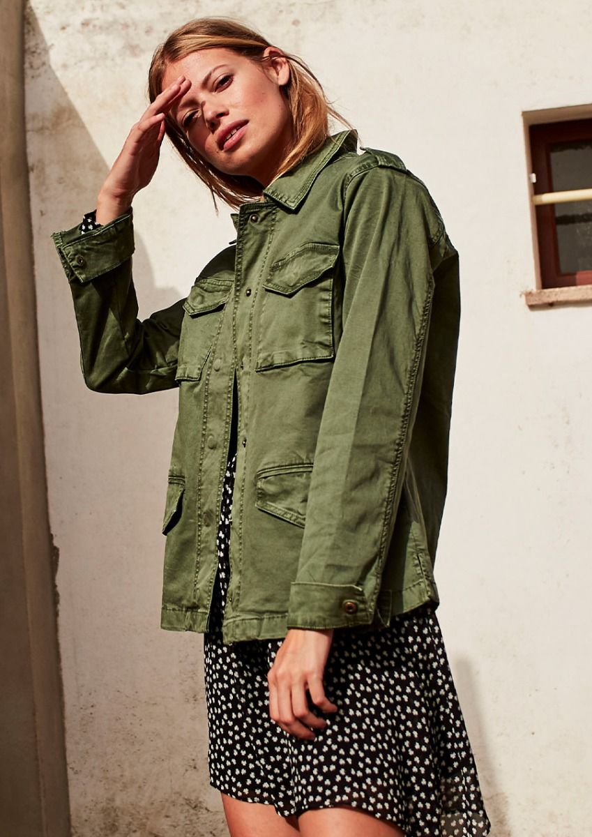 Van onderpand Verkleuren Kensi groen army style jack met knoopsluiting voor dames | Circle Of Trust  official webshop
