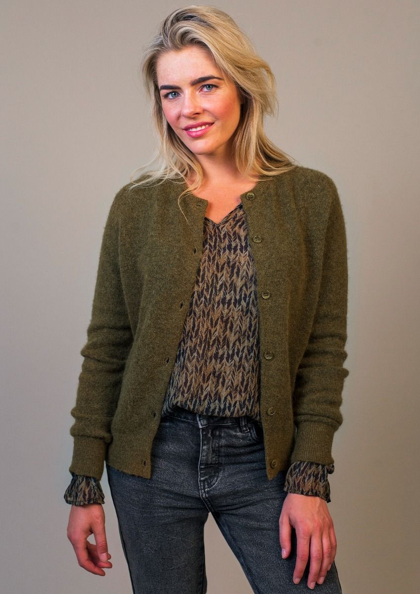 boekje vraag naar opleggen Lauren gebreid wollen dames vest in een geel bruine tint | Circle Of Trust  official webshop