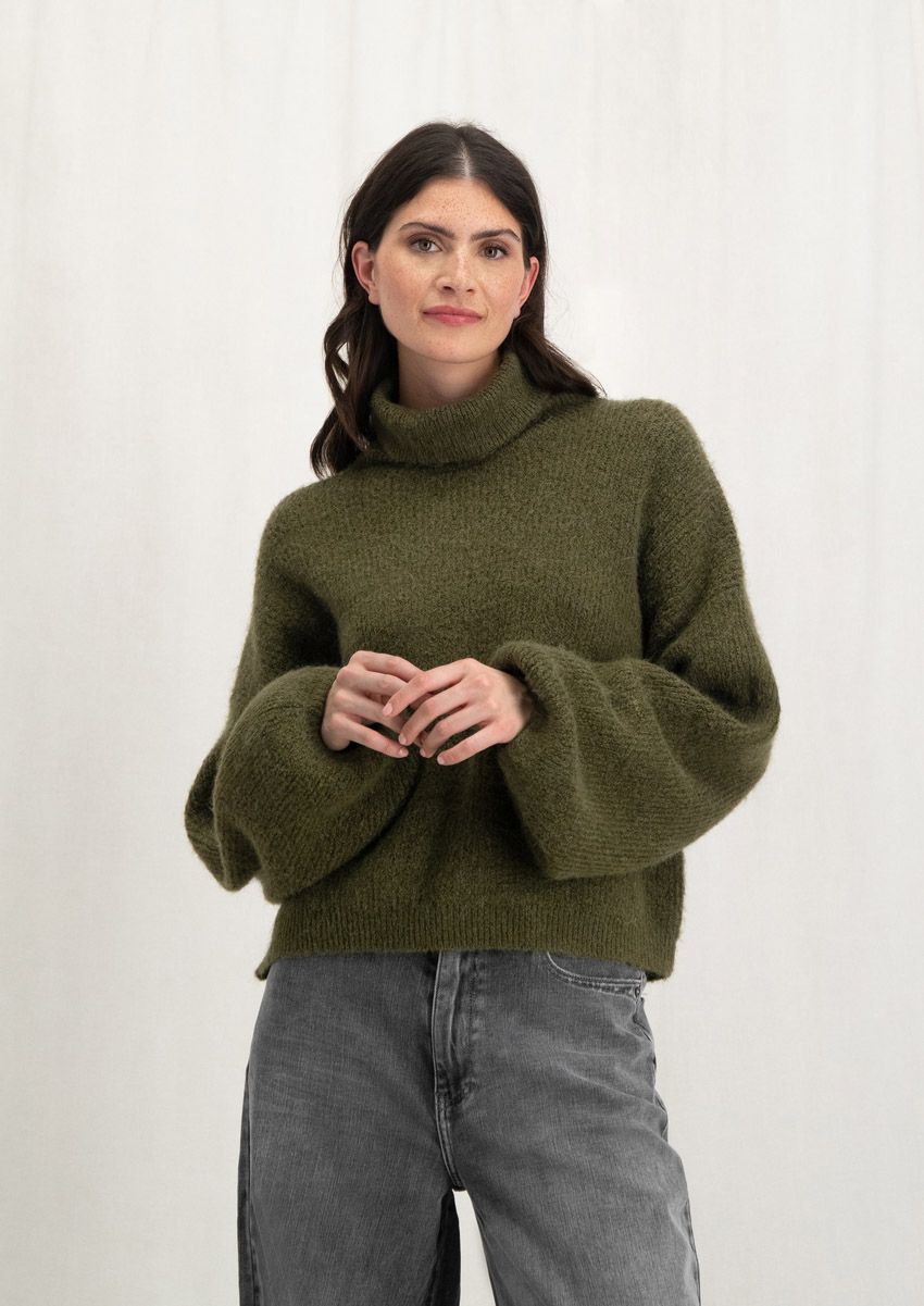 Army green knit sweater discount