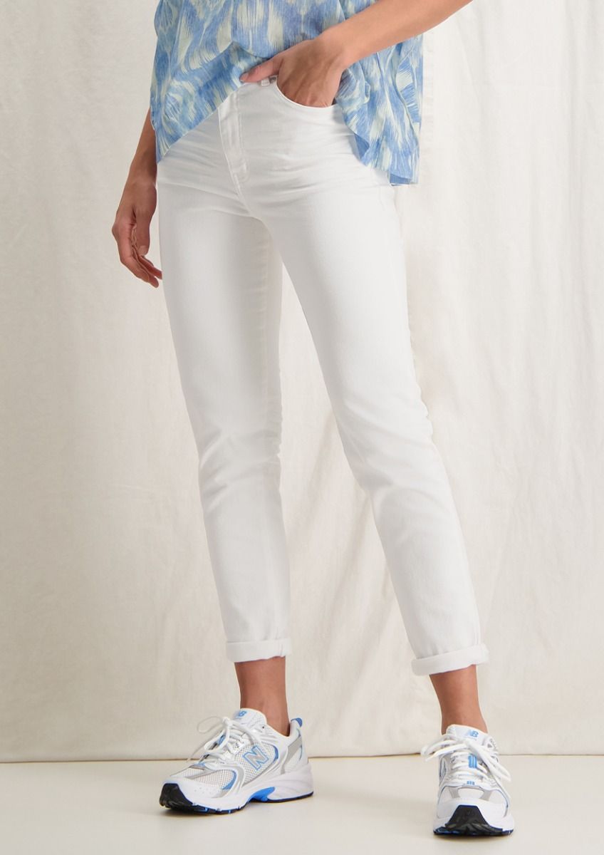 Chloe white mom fit jeans made from stretch denim for women