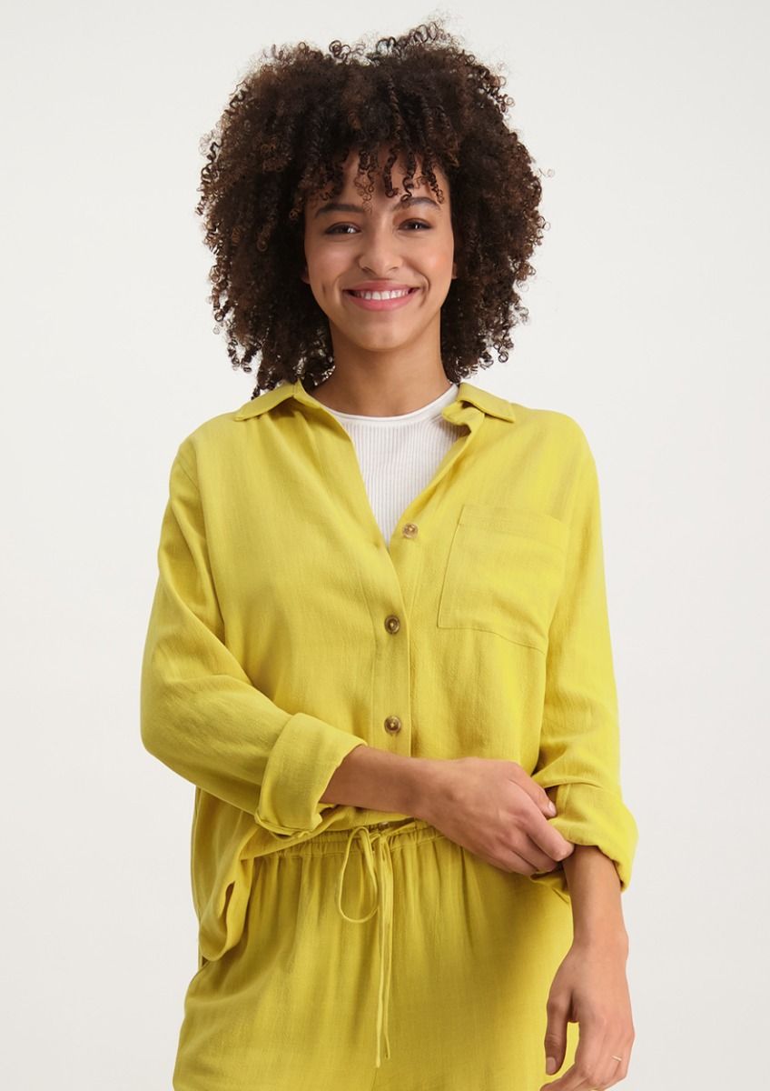 creëren Idioot hoek Erin gele blouse gemaakt van viscose en linnen voor dames | Circle Of Trust  official webshop