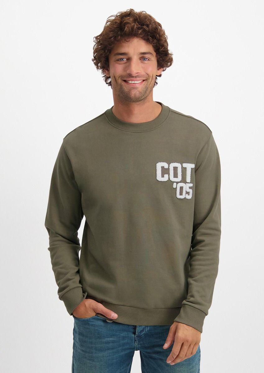 Benny army green men's sweater with terry cloth logo | Circle Of